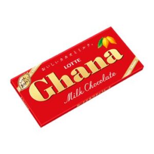 Tablette Ghana Milk de Lotte dans son emballage rouge