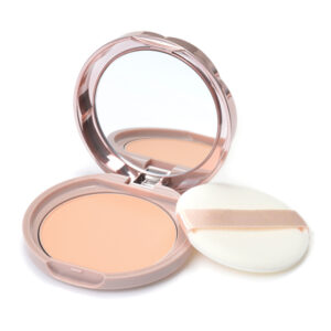 프레스트 파우더, 거울, 퍼프가 보이도록 열어 둔 캔메이크 Marshmallow Finish Powder MO 컬러