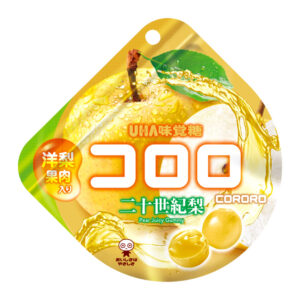 Bag of Cororo Twentieth Century pear gummies, a 40g pack from UHA Mikakuto