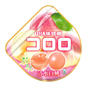 Bag of Cororo Shimizu white peach gummies, a 40g pack from UHA Mikakuto