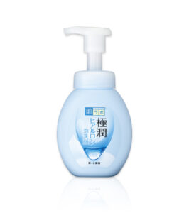 Hada Labo Gokujyun Hyaluronic Foaming Wash, a light blue pump bottle of foaming face wash