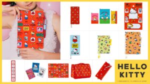 함께 놓인 호보니치 테초 2027 Hello Kitty Classic 커버와 문구