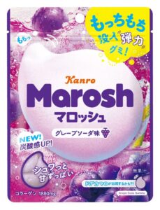 Sachet de Marosh de Kanro, gummies moelleux au soda raisin