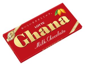 Boîte de la tablette de chocolat au lait Ghana de Lotte