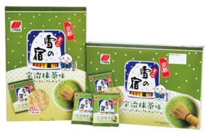 Boîtes de crackers de riz Mini Yukinoyado au matcha d'Uji de Sanko Seika