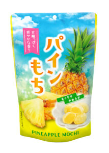 Stand-up pouch of Japanese pineapple mochi in blue sky packaging