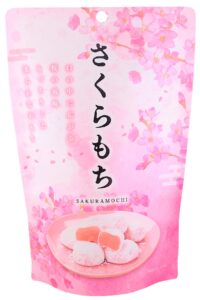 Stand-up pouch of Japanese sakura mochi kneaded with cherry-leaf powder