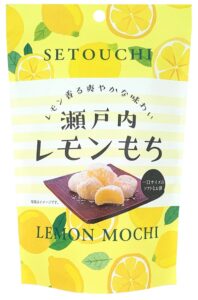Stand-up pouch of Japanese Setouchi lemon mochi kneaded with lemon peel