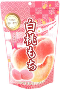 Stand-up pouch of Japanese white peach mochi made with peach puree