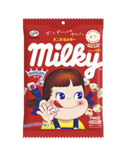 Milky de Fujiya, bonbons au lait dans leur emballage Peko-chan