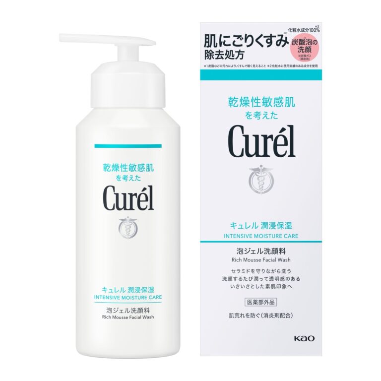 Curél Intensive Moisture Care Rich Mousse Facial Wash, 200 g pump can and box (キュレル 潤浸保湿 泡ジェル洗顔料)