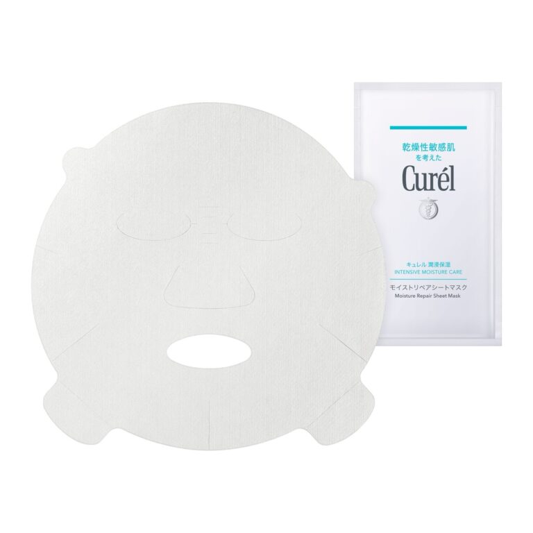 Curél Intensive Moisture Care Moisture Repair Sheet Mask, unfolded sheet and pouch (キュレル 潤浸保湿 モイストリペアシートマスク)