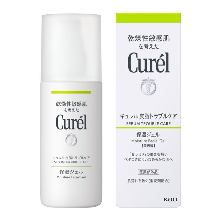 Curél Sebum Trouble Care Moisture Facial Gel, 120 mL pump bottle and box (キュレル 皮脂トラブルケア 保湿ジェル)