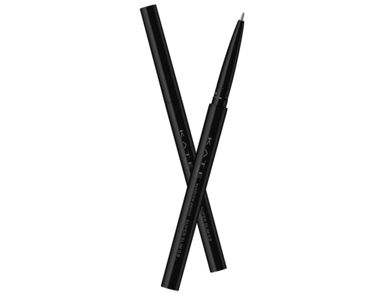 KATE Eyebrow Pencil Super Slim 0.8, two ultra-fine brow pencils with a protective pipe over the lead