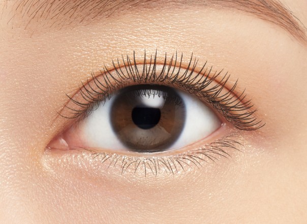 키스미 Curl Keep Mascara Base WP 01 Clear Black을 단독으로 바른 속눈썹