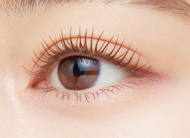 키스미 Long & Curl Mascara Advanced Film 02 Brown을 바른 속눈썹