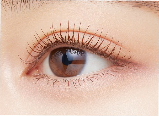 Lashes wearing Kiss Me Long UP Mascara Super WP N in 02 Brown