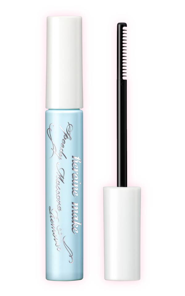 Kiss Me Heroine Make Speedy Mascara Remover in the light blue bottle with its comb applicator