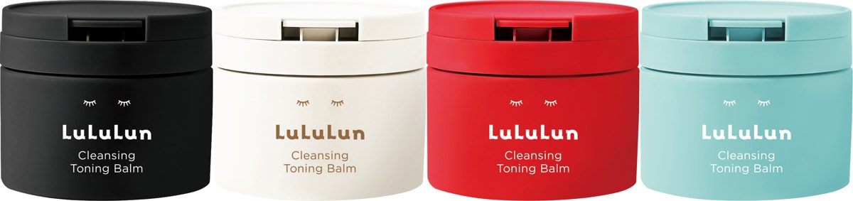 LuLuLun Cleansing Toning Balm in four types: CLEAR BLACK, HYDRATE WHITE, SMOOTH RED and MILD BLUE