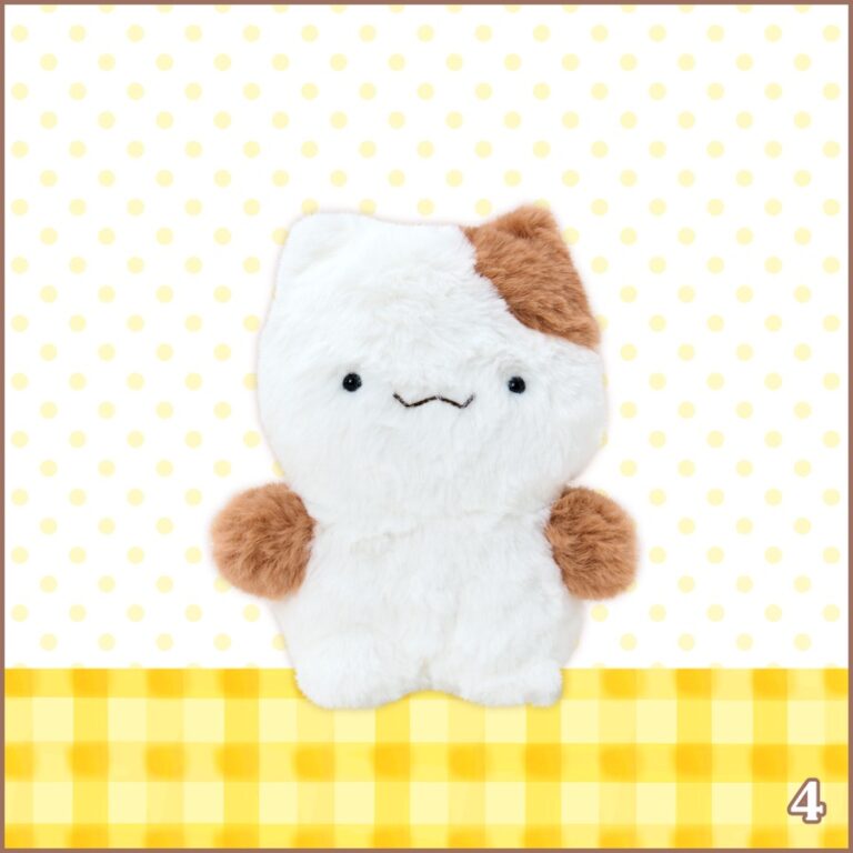 Retro-style plush of Muffin, Pompompurin's white and brown hamster friend